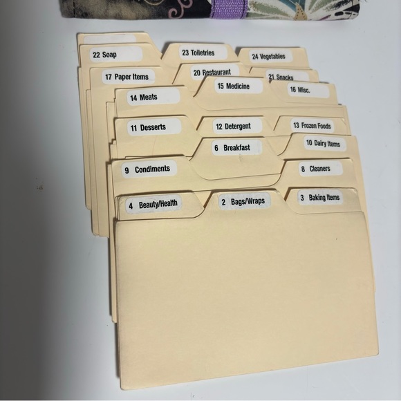 Coupon organizer holder fabric print purple green floral hook & loop closure. - Picture 7 of 12